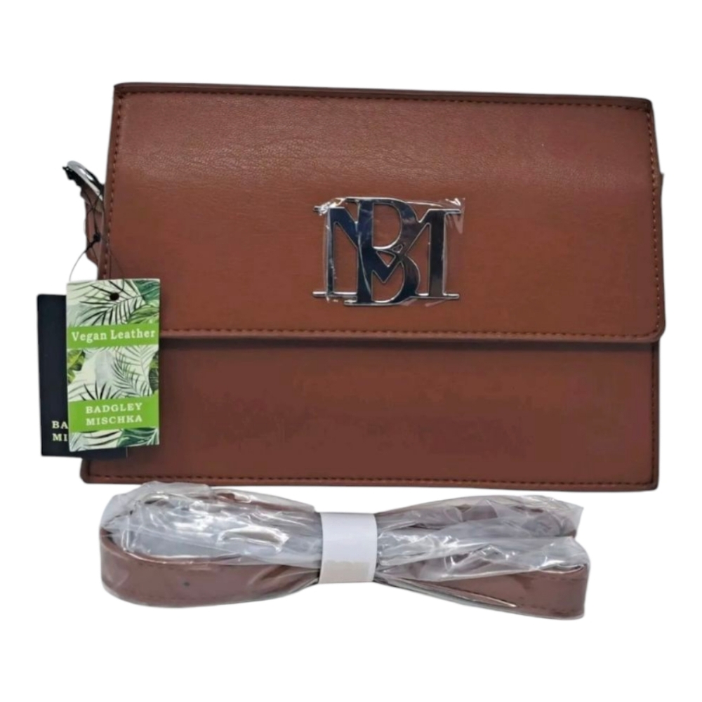 NWT Badgley Mischka Mini Crossbody  Bag - Brown Vegan